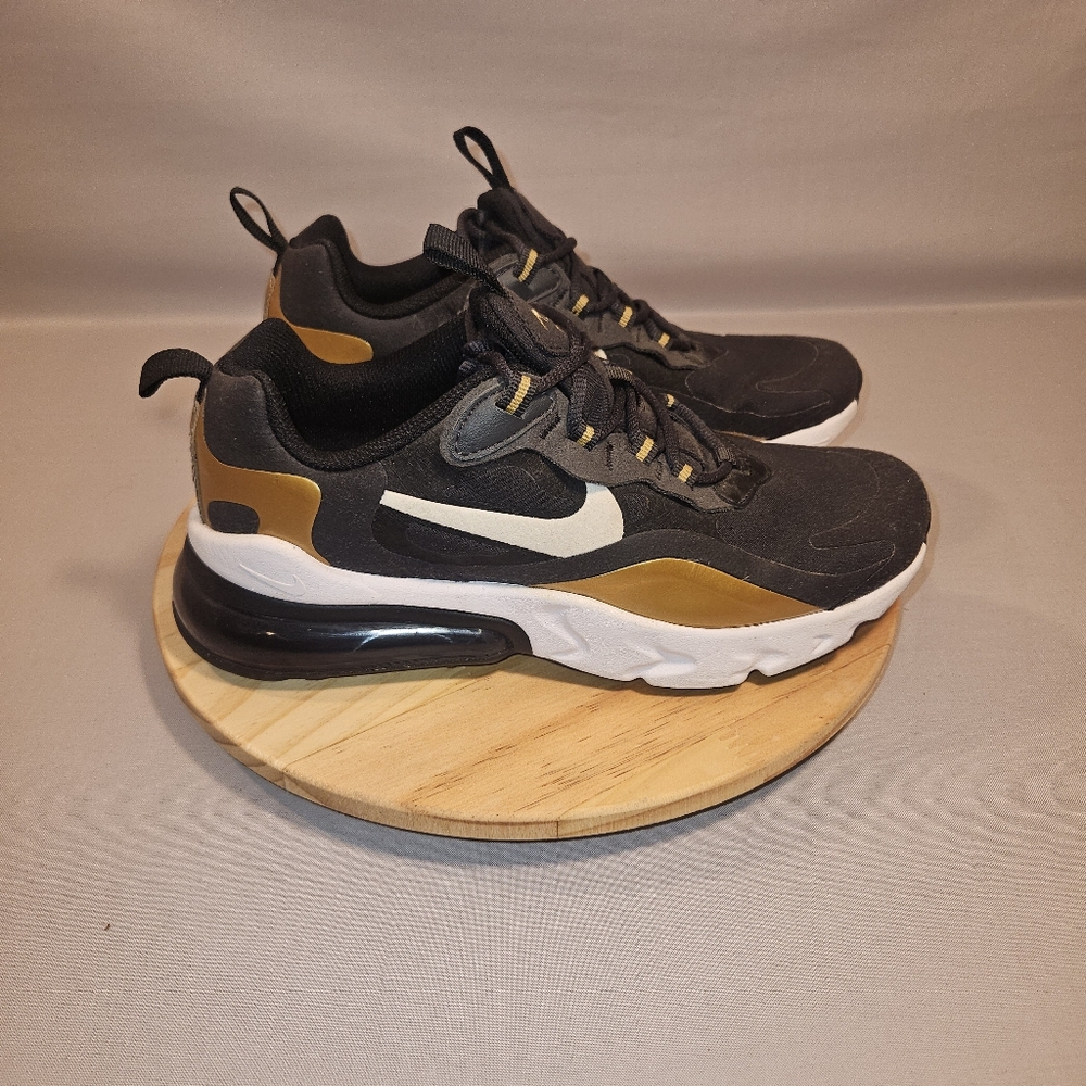 Nike Air Max 270 React GS GOLD BLACK Youth Size 5Y air Running Shoes
